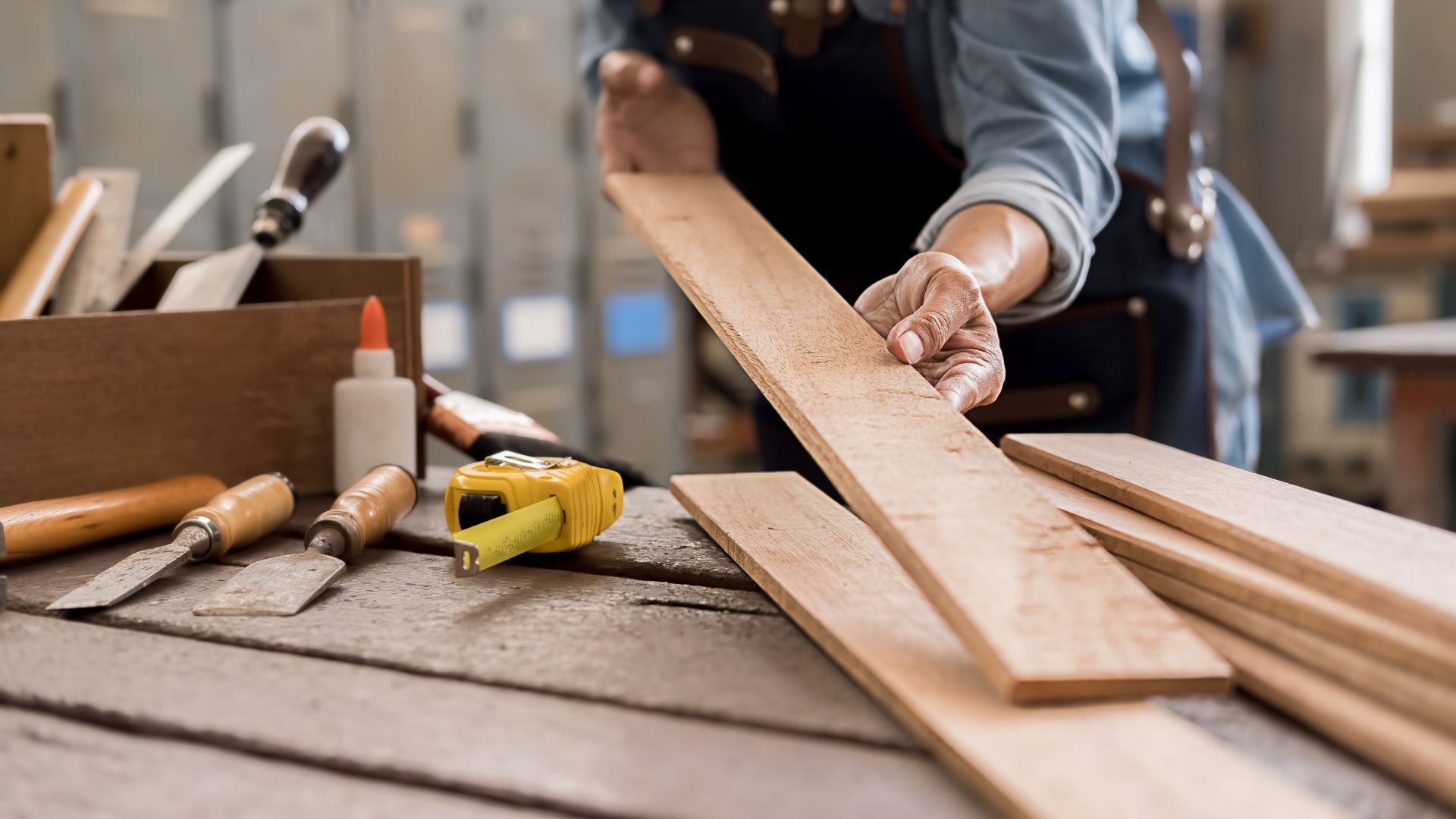 A person working on a piece of wood